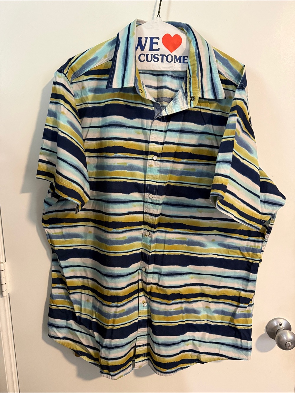 Daniel Cremieux Short-Sleeve Button-Down - Blue, Yellow, White w Pearl Buttons